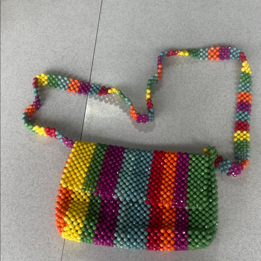 Colorful Beaded Crossbody Bag